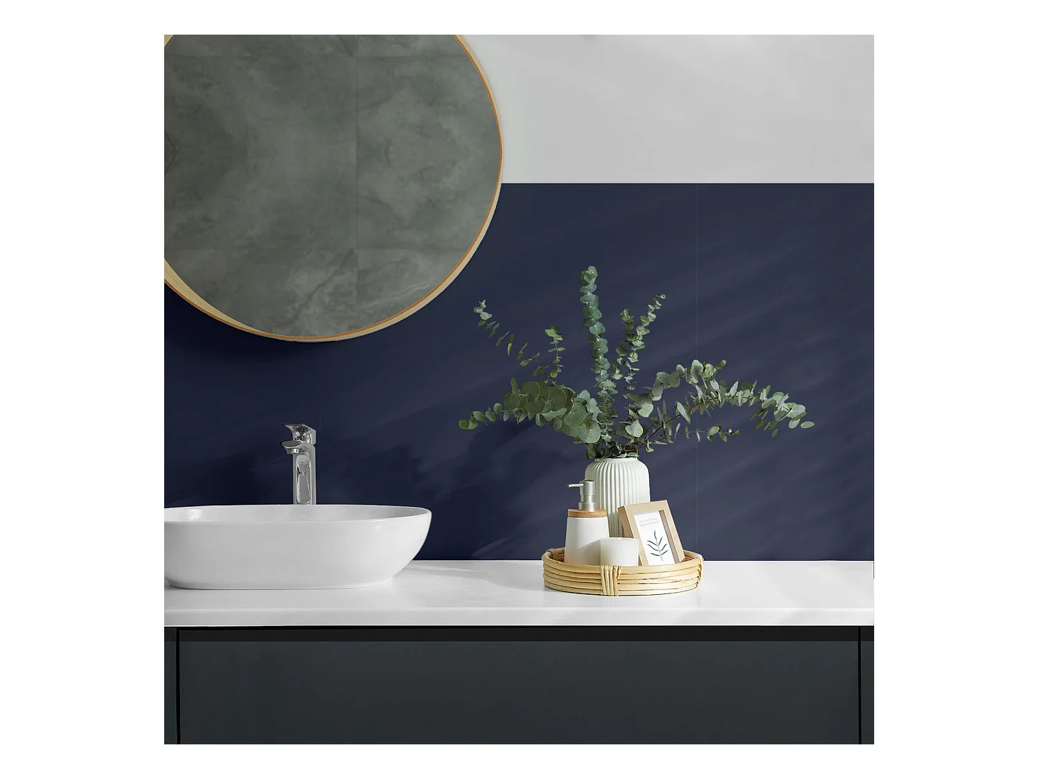 Carreaux autocollants PVC, Carrelage PVC adhésif - 9x30x30 - Couleur bleu marine foncé