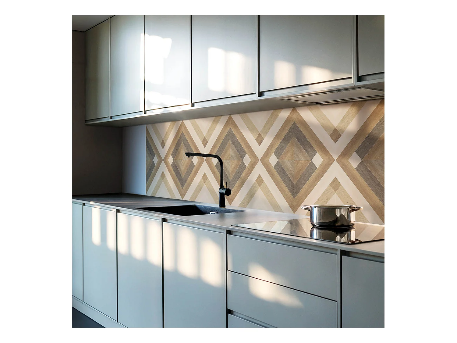 Wandpaneel selbstklebend, Wandverkleidung innen - 100x50 cm - Geometrisches Karomuster