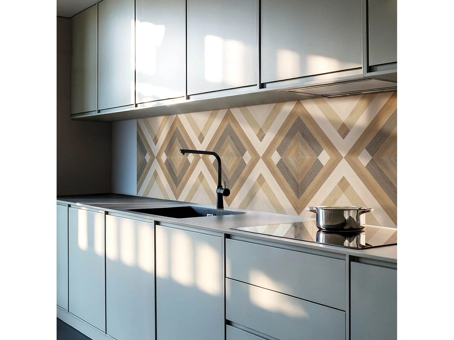 Wandpaneel selbstklebend, Wandverkleidung innen - 100x50 cm - Geometrisches Karomuster