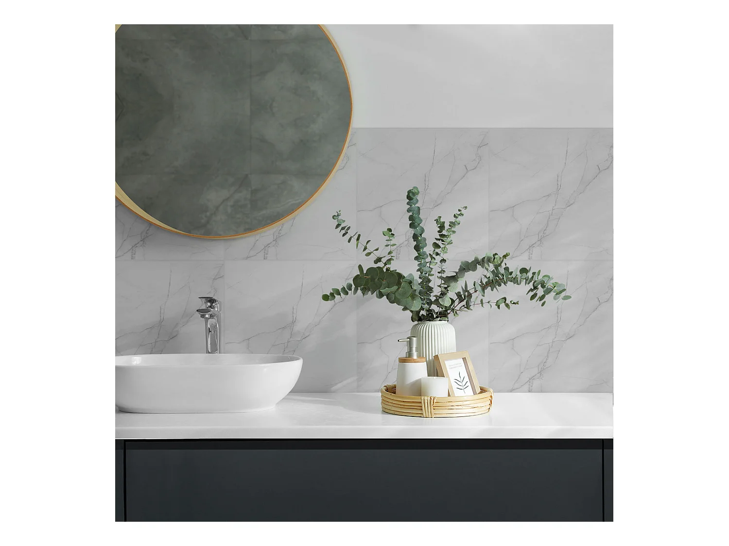 Carreaux autocollants PVC, Carrelage PVC adhésif - 9x30x30 - Modèle de marbre élégant