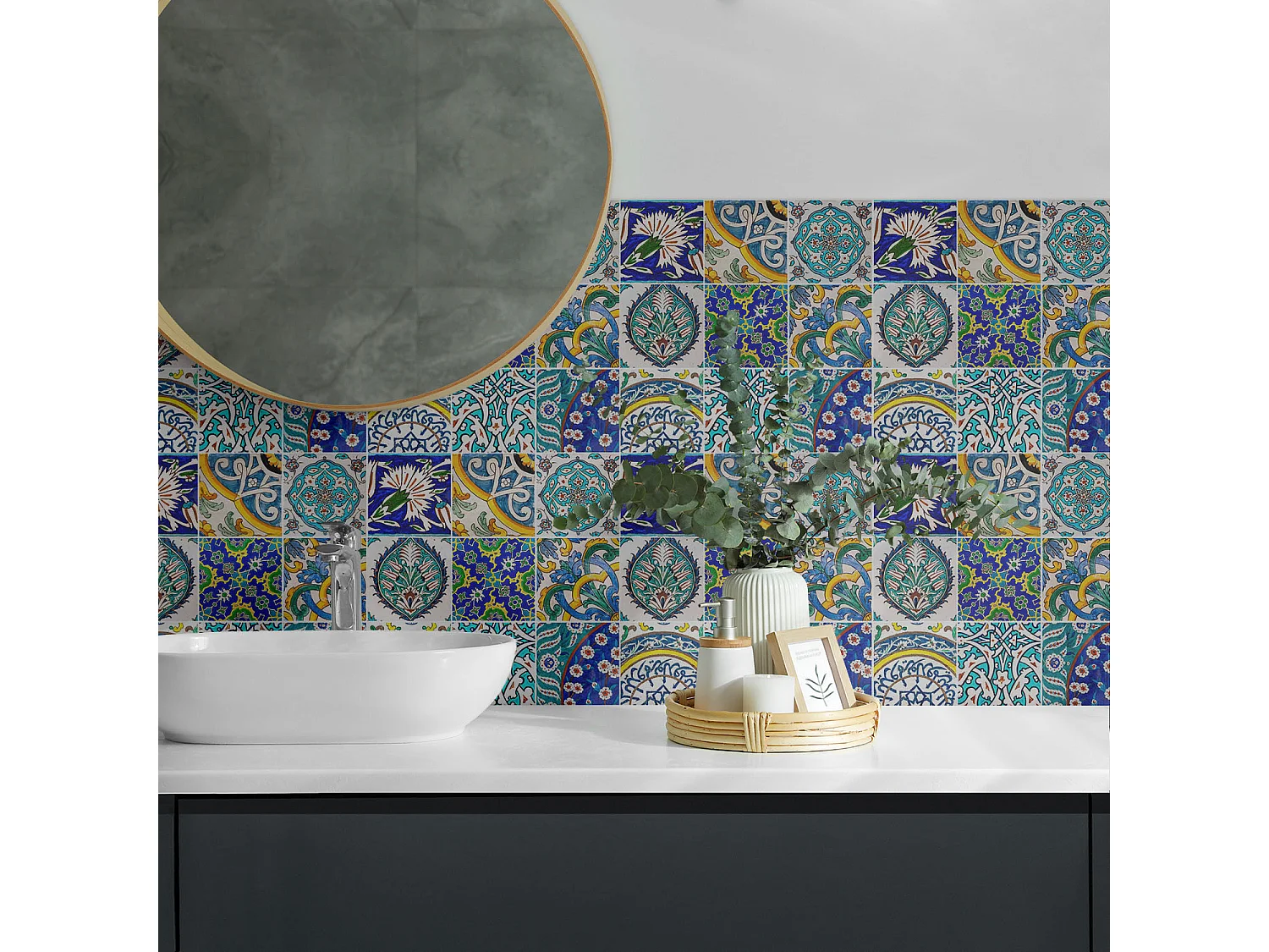 Carreaux autocollants PVC, Carrelage PVC adhésif - 9x30x30 - Motifs céramiques en mosaïque