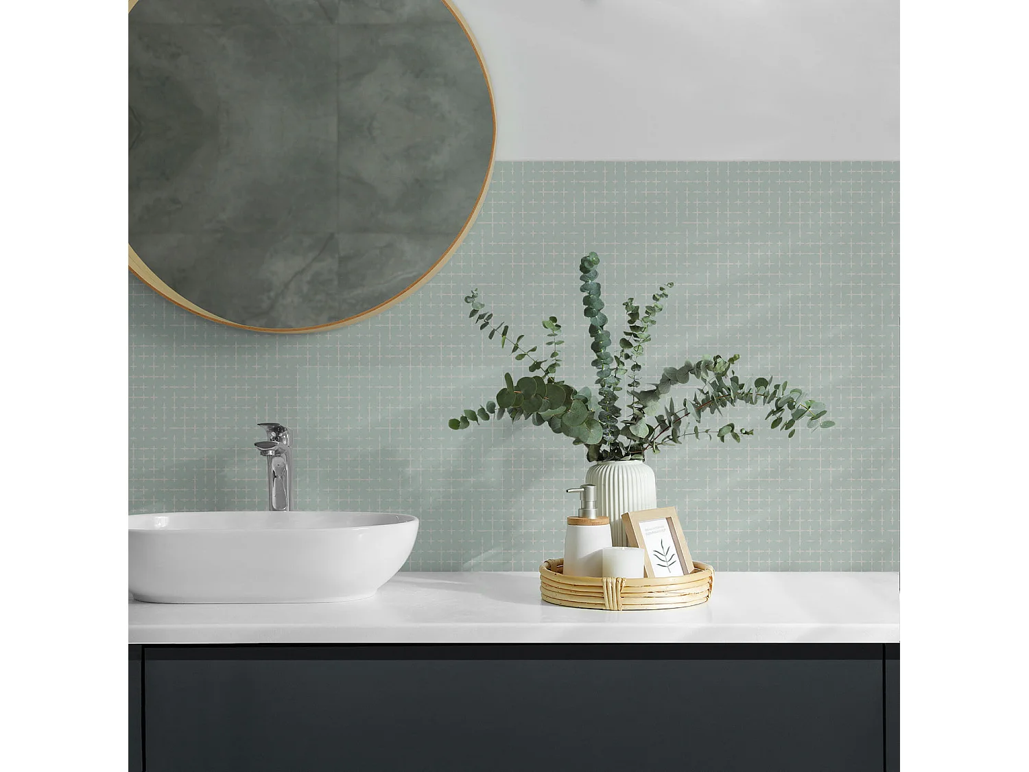 Carreaux autocollants PVC, Carrelage PVC adhésif - 9x30x30 - Géométrie des lignes et des croix