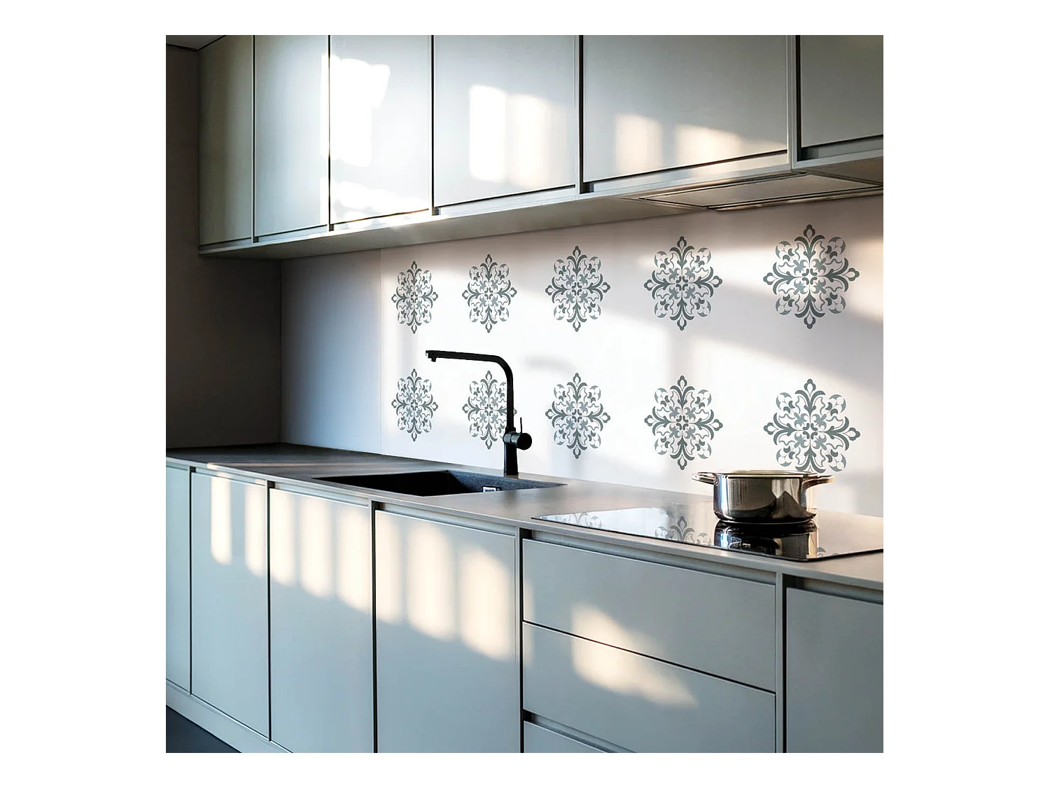 Carreaux autocollants PVC, Carrelage PVC adhésif - 9x30x30 - Motif floral en symétrie