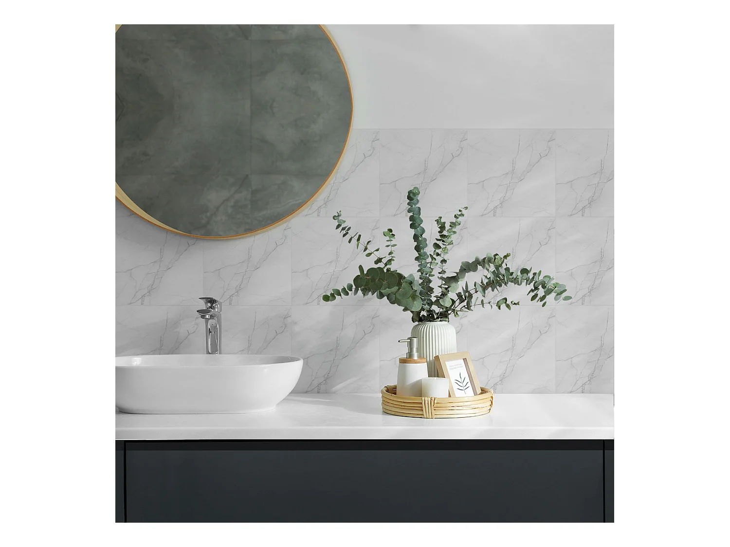 Selbstklebende Wandfliesen, Wandverkleidung innen - 20x20x20 - Elegantes Marmormuster