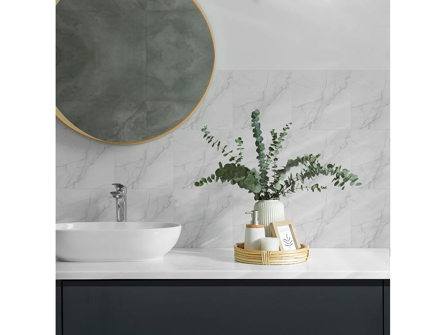 Carreaux autocollants PVC, Carrelage PVC adhésif - 20x20x20 - Modèle de marbre élégant