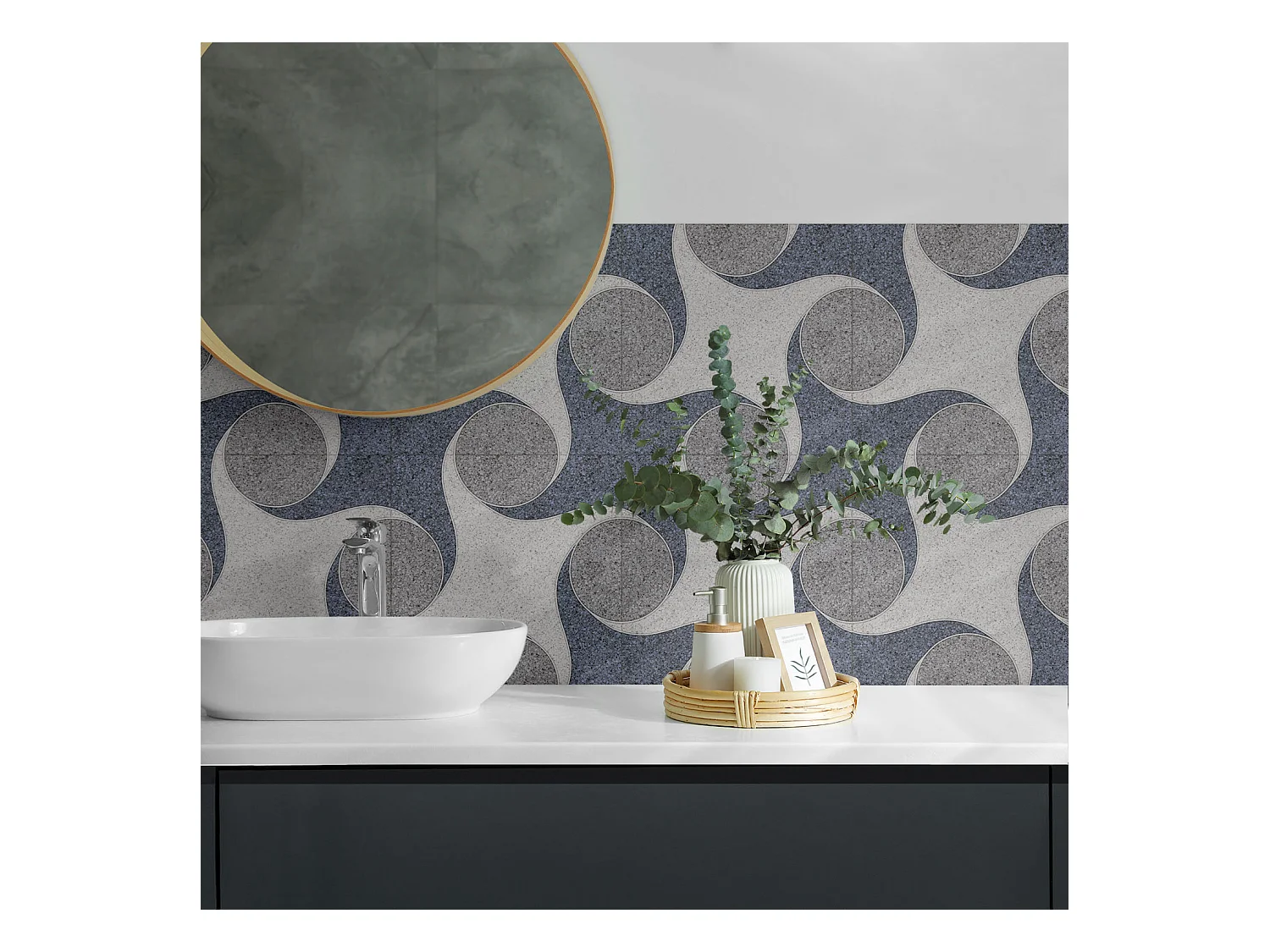 Carreaux autocollants PVC, Carrelage PVC adhésif - 9x30x30 - Modèle de mosaïque abstraite