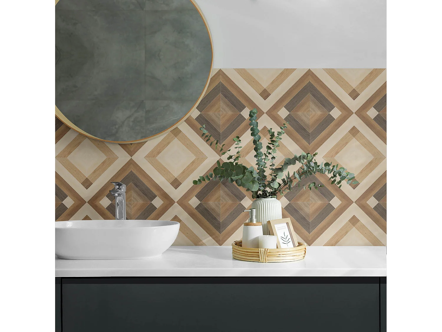 Zelfklevende wandbekleding, PVC wandpaneel, Vinyl wandbekleding - 6x60x30 cm - Geometrisch geruit patroon