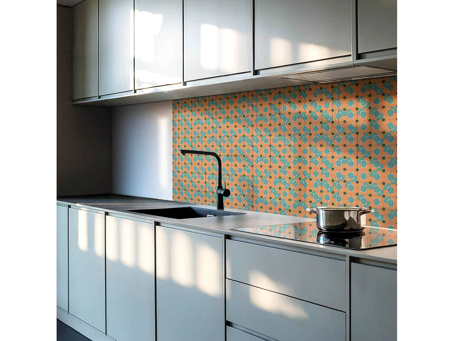 Carreaux autocollants PVC, Carrelage PVC adhésif - 20x20x20 - Motif géométrique abstrait