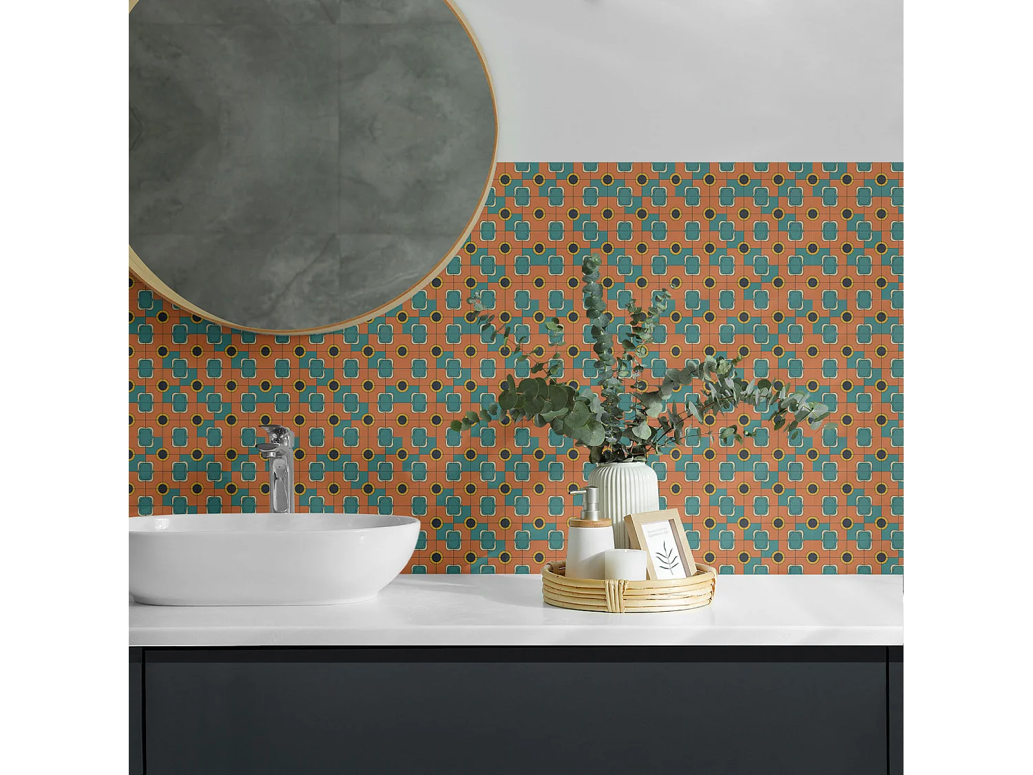 Carreaux autocollants PVC, Carrelage PVC adhésif - 20x20x20 - Motif géométrique abstrait