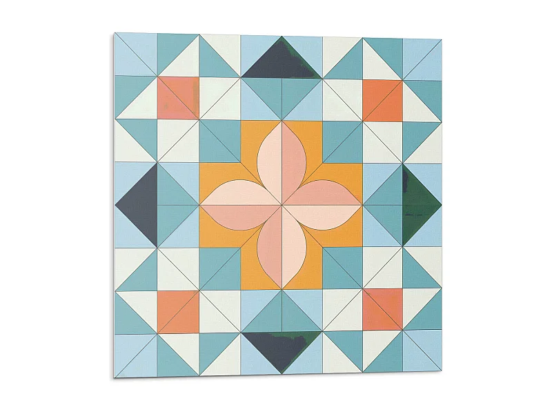 Selbstklebende Wandfliesen, Wandverkleidung innen - 20x20x20 - Geometrisches Muster mit einer Blume