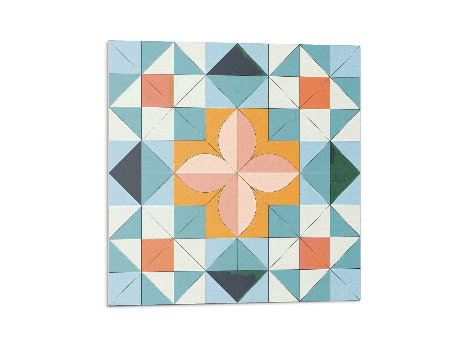 Selbstklebende Wandfliesen, Wandverkleidung innen - 20x20x20 - Geometrisches Muster mit einer Blume