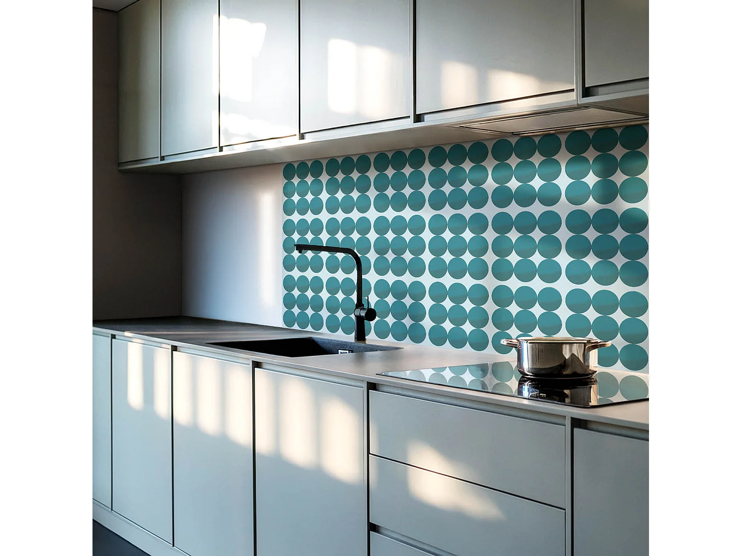 Carreaux autocollants PVC, Carrelage PVC adhésif - 20x20x20 - Disposition des cercles dans une grille