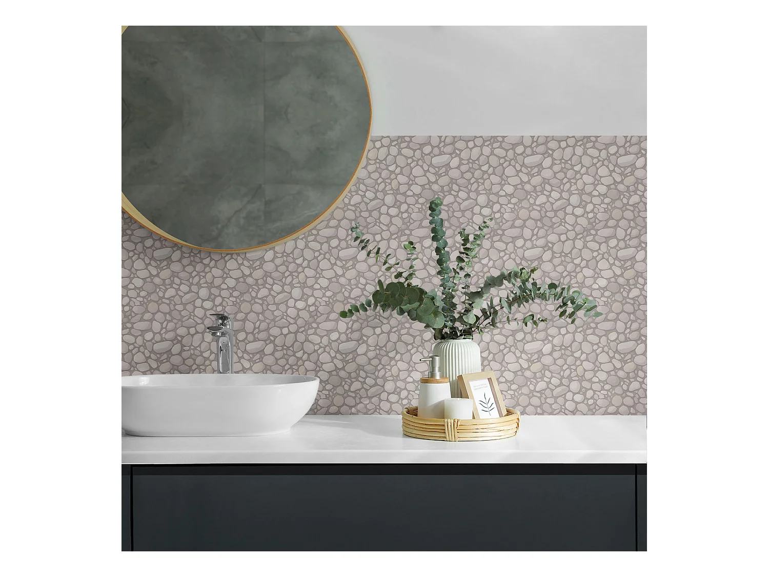 Carreaux autocollants PVC, Carrelage PVC adhésif - 20x20x20 - Motif en pierre naturelle