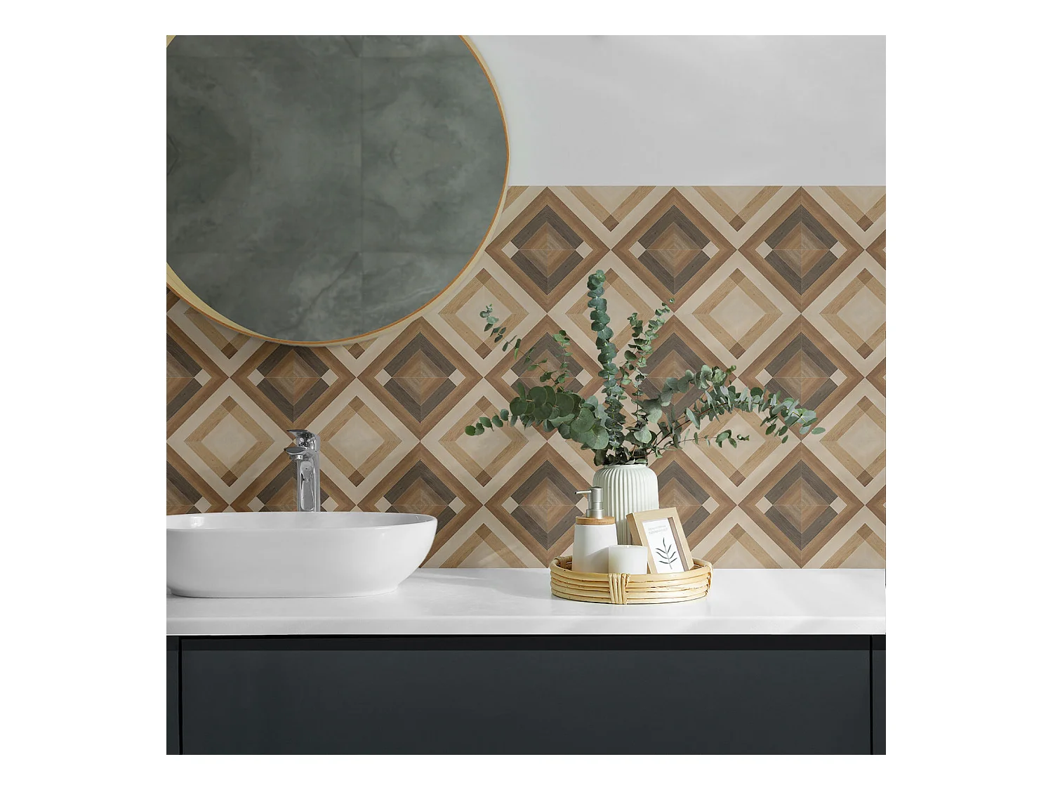 Carreaux autocollants PVC, Carrelage PVC adhésif - 20x20x20 - Motif à carreaux géométrique