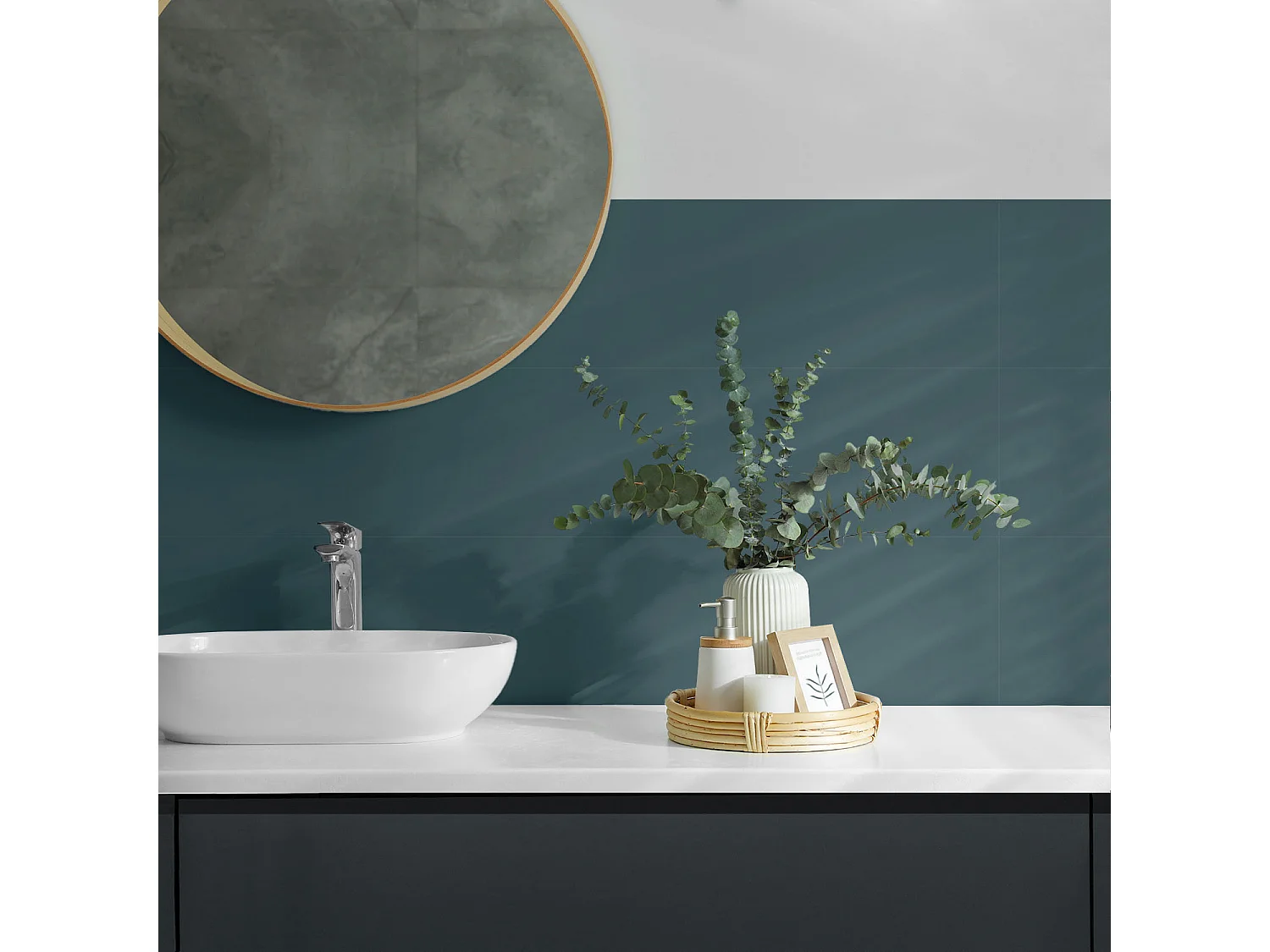 Carreaux autocollants PVC, Carrelage PVC adhésif - 20x20x20 - Couleur Sarcelle foncé