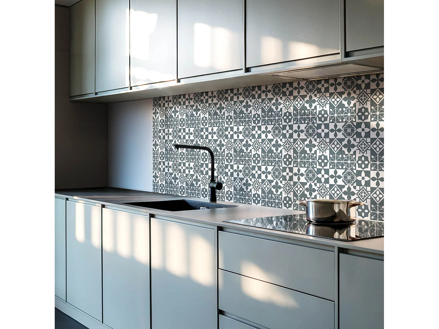 Panneaux muraux autocollants en vinyle imperméable - 10x40x20 cm - Motifs géométriques dans les carreaux