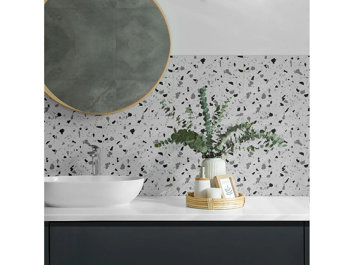 Selbstklebende Wandfliesen, Wandverkleidung innen- 9x30x30 - Rohbeton Strukturr