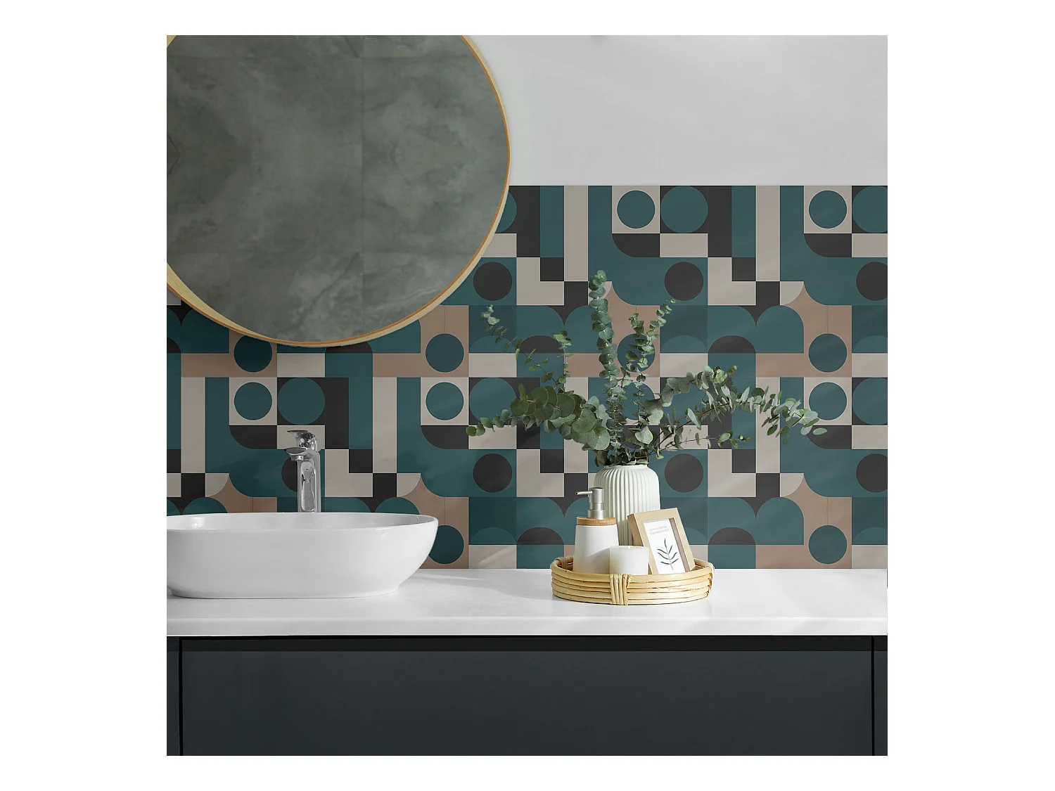 Carreaux autocollants PVC, Carrelage PVC adhésif - 9x30x30 - Formes et formes abstraites