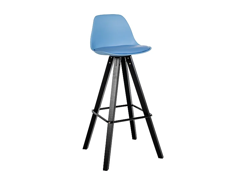 Tabouret de bar - Similicuir & Noir - Bleu - Corbin