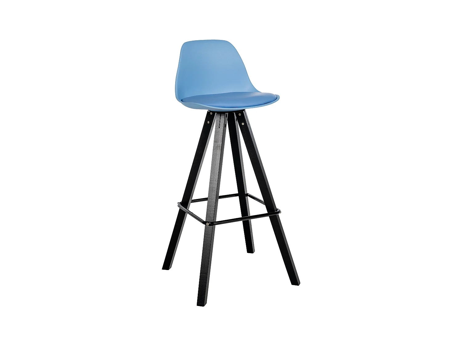 Tabouret de bar - Similicuir & Noir - Bleu - Corbin