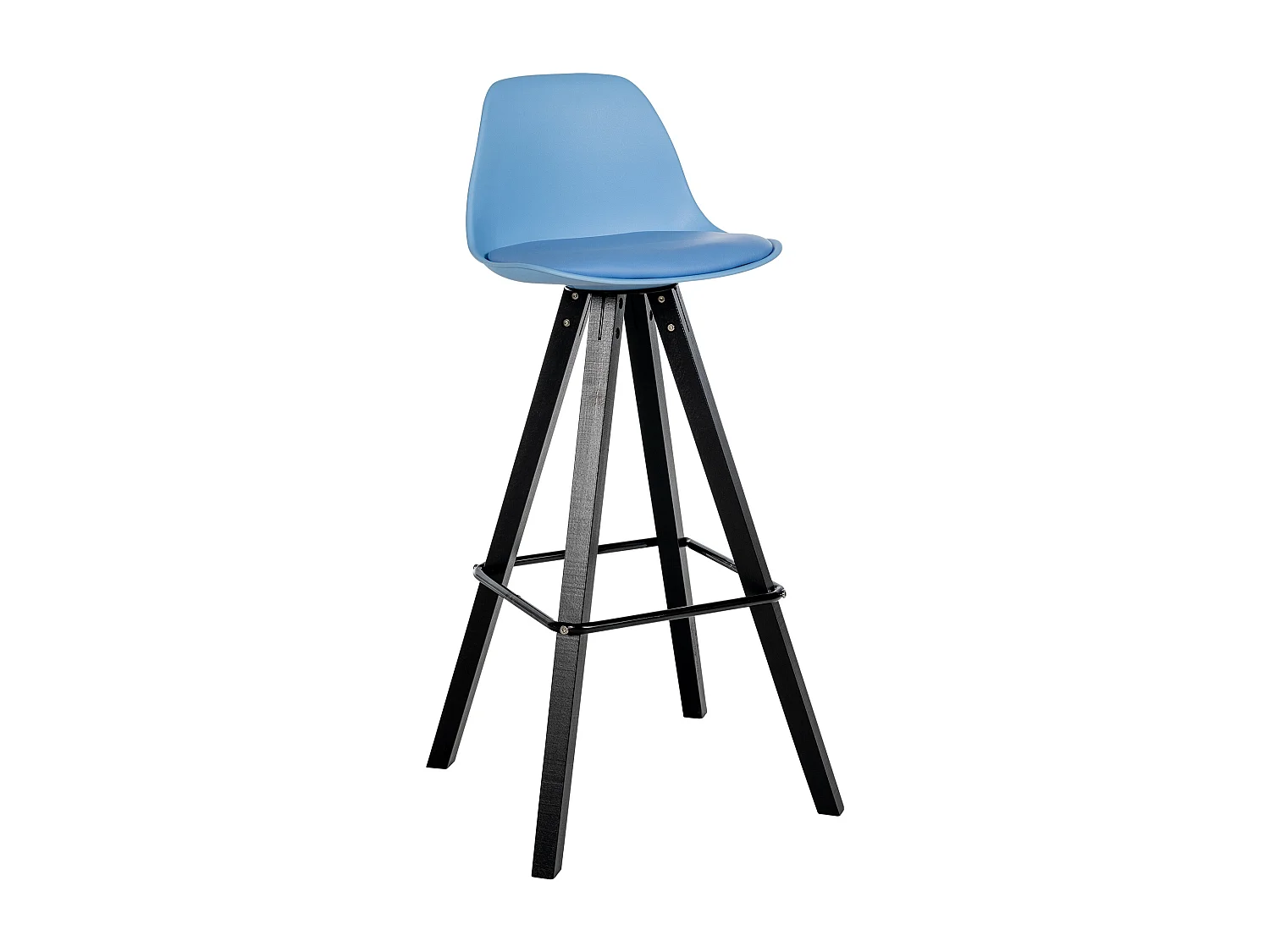 Tabouret de bar - Similicuir & Noir - Bleu - Corbin