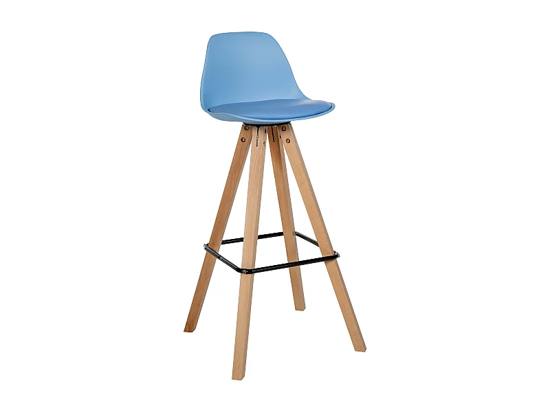 Tabouret de bar - Similicuir & Nature - Bleu - Corbin