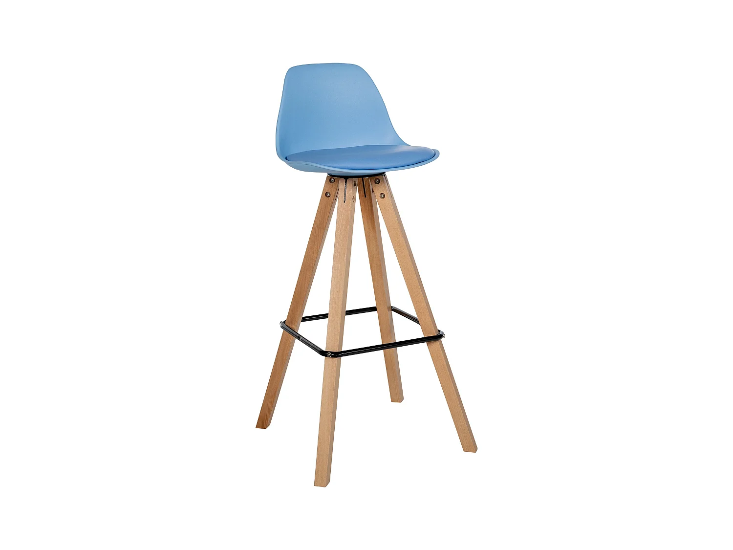 Tabouret de bar - Similicuir & Nature - Bleu - Corbin