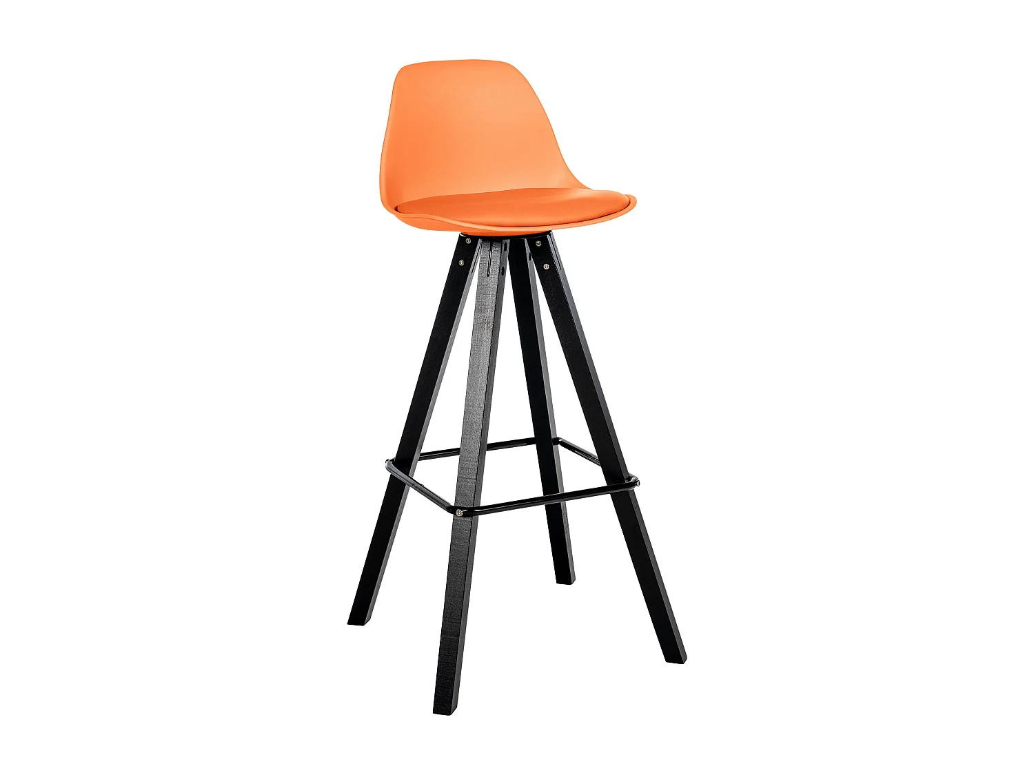 Tabouret de bar - Similicuir & Noir - Orange - Corbin