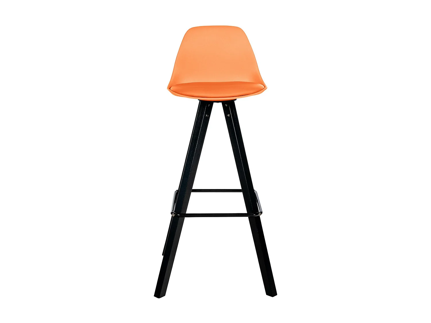 Tabouret de bar - Similicuir & Noir - Orange - Corbin