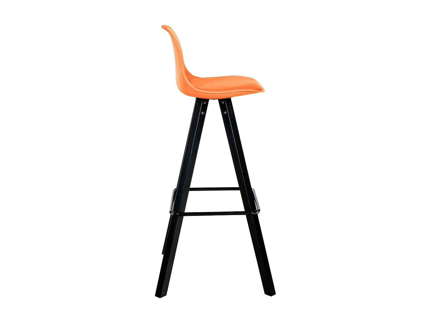 Tabouret de bar - Similicuir & Noir - Orange - Corbin