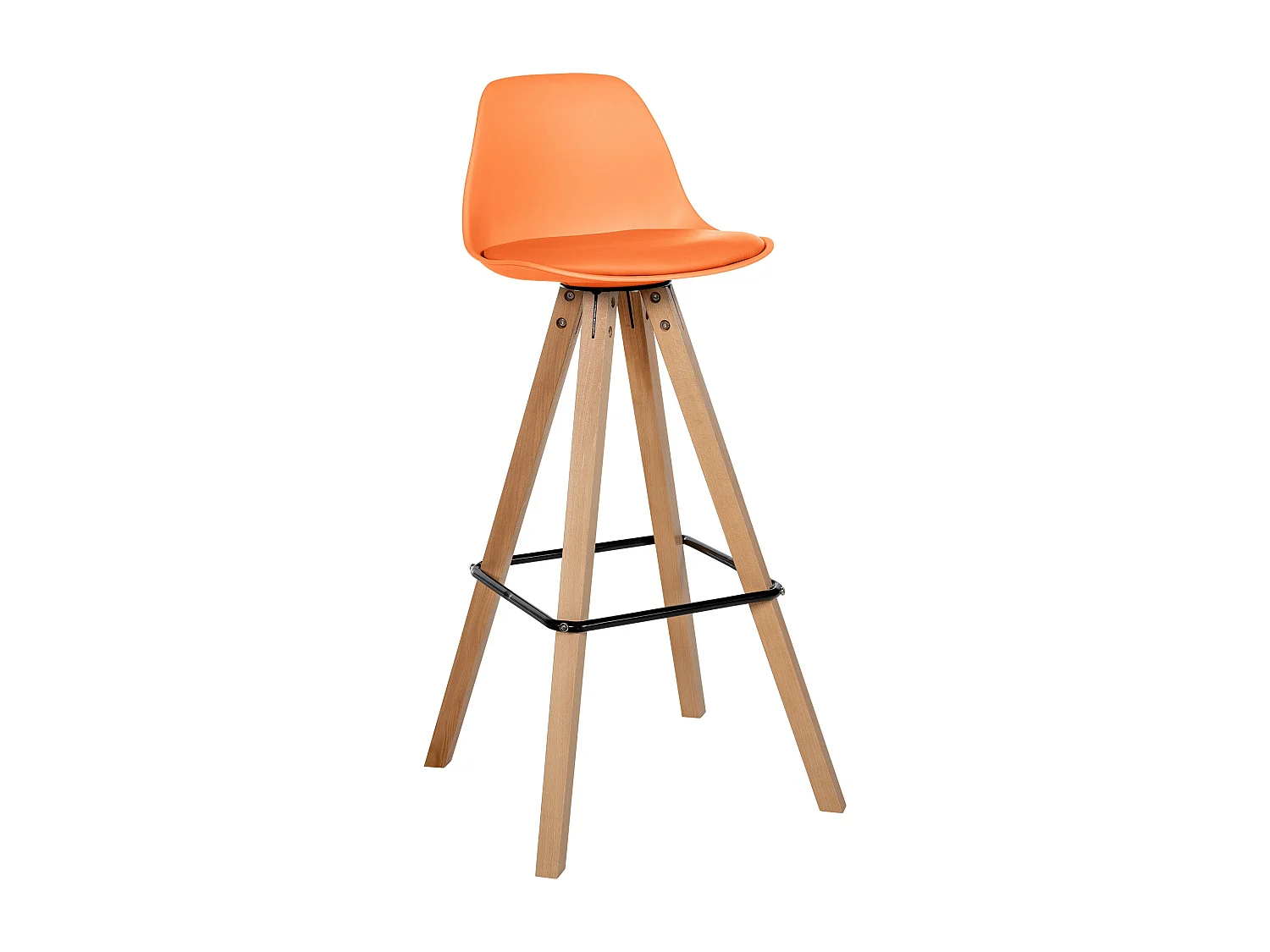 Tabouret de bar - Similicuir & Nature - Orange - Corbin