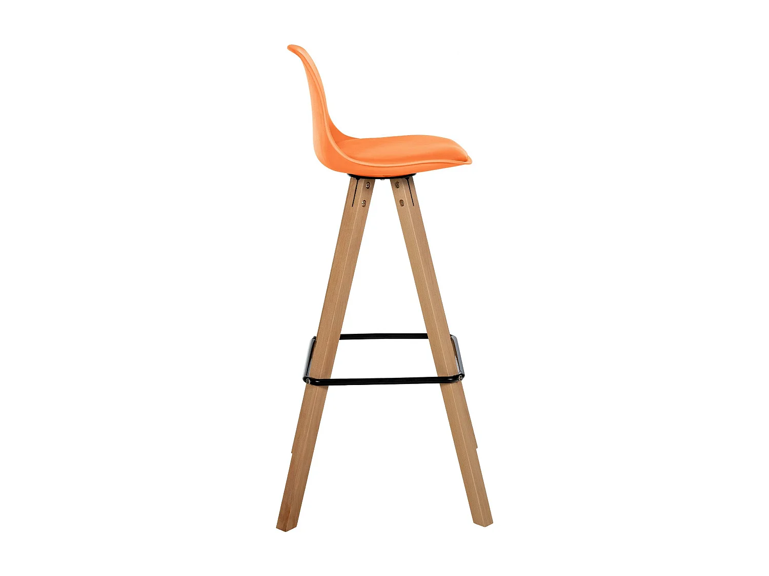 Tabouret de bar - Similicuir & Nature - Orange - Corbin
