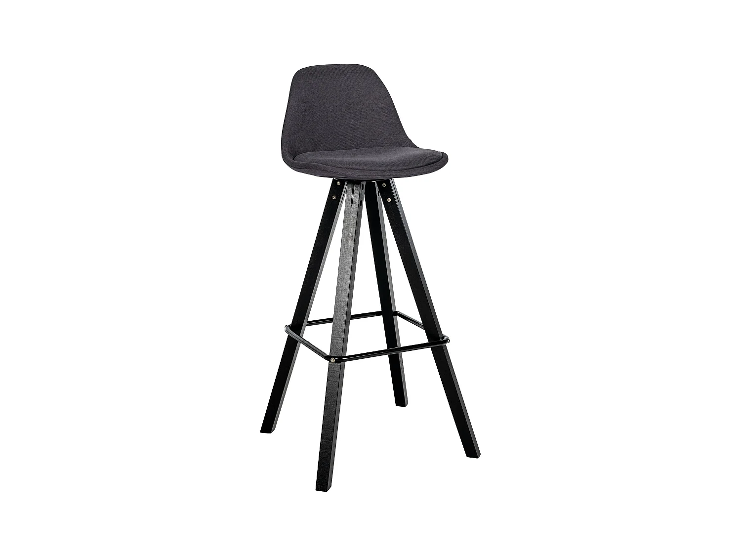 Tabouret de bar - Tissu & Noir - Gris foncé - Corbin