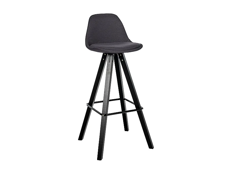 Tabouret de bar - Tissu & Noir - Gris foncé - Corbin