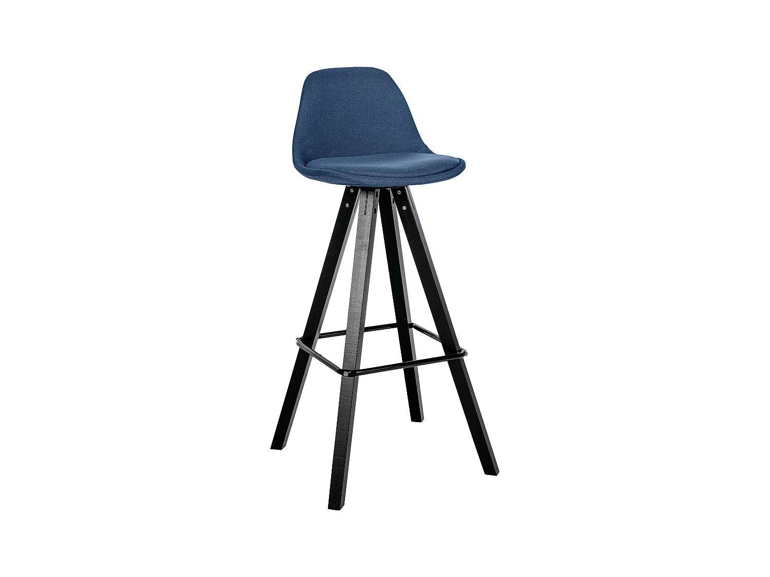 Tabouret de bar - Tissu & Noir - Bleu - Corbin