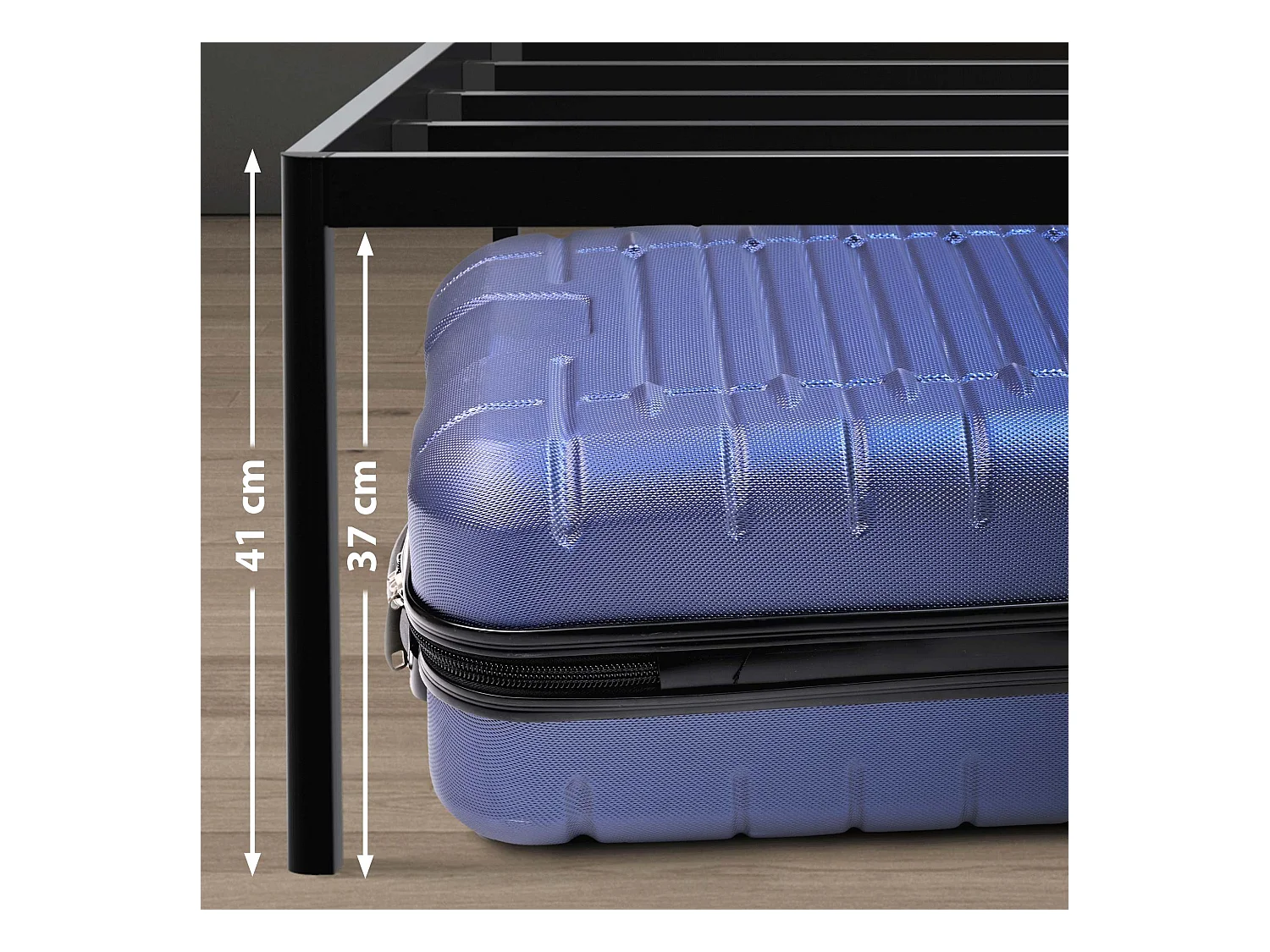 Lit en métal - Métal - 200x100x41 cm - Noir - Hamlin