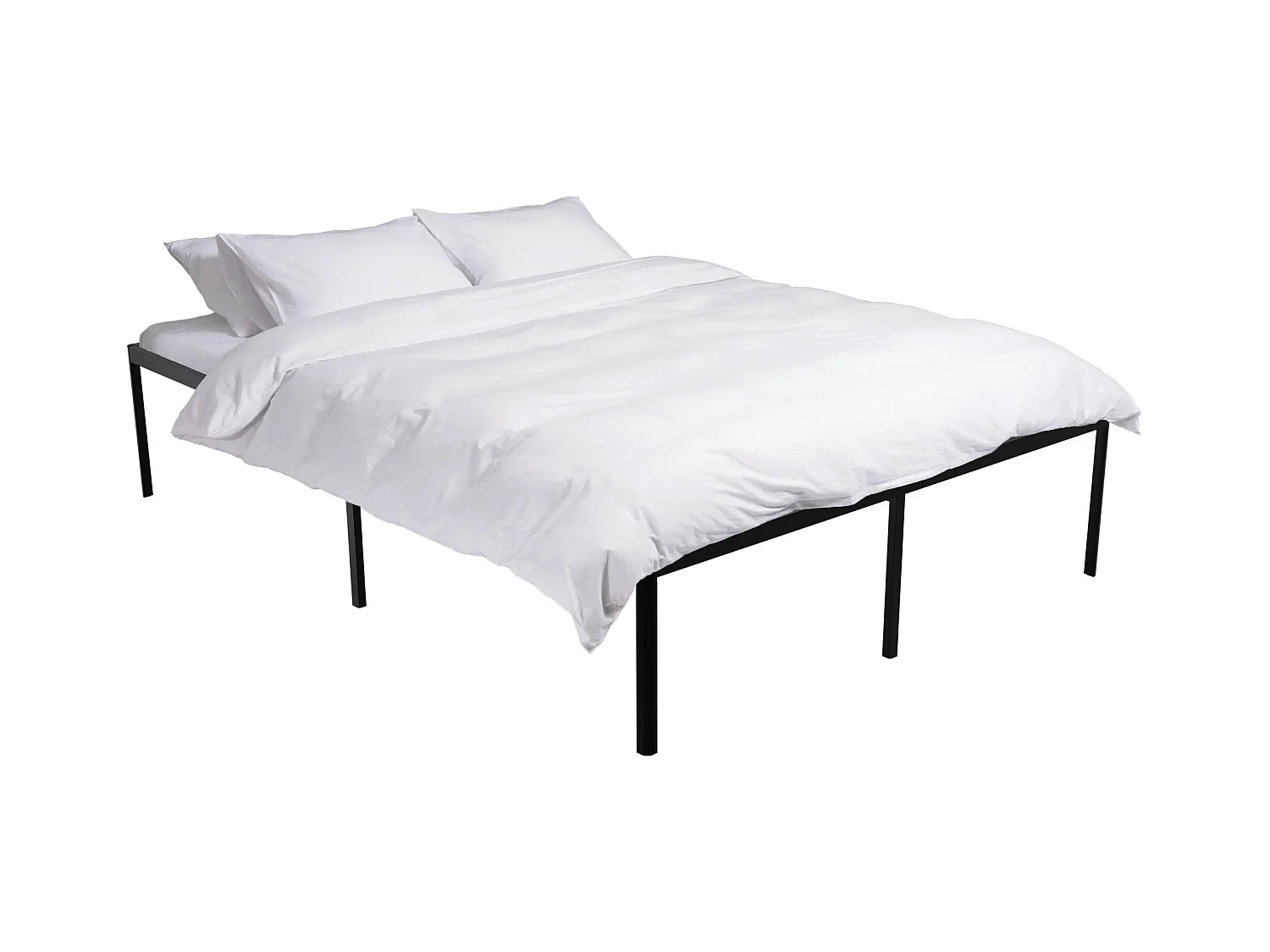 Lit en métal - Métal - 200x140x41 cm - Noir - Hamlin