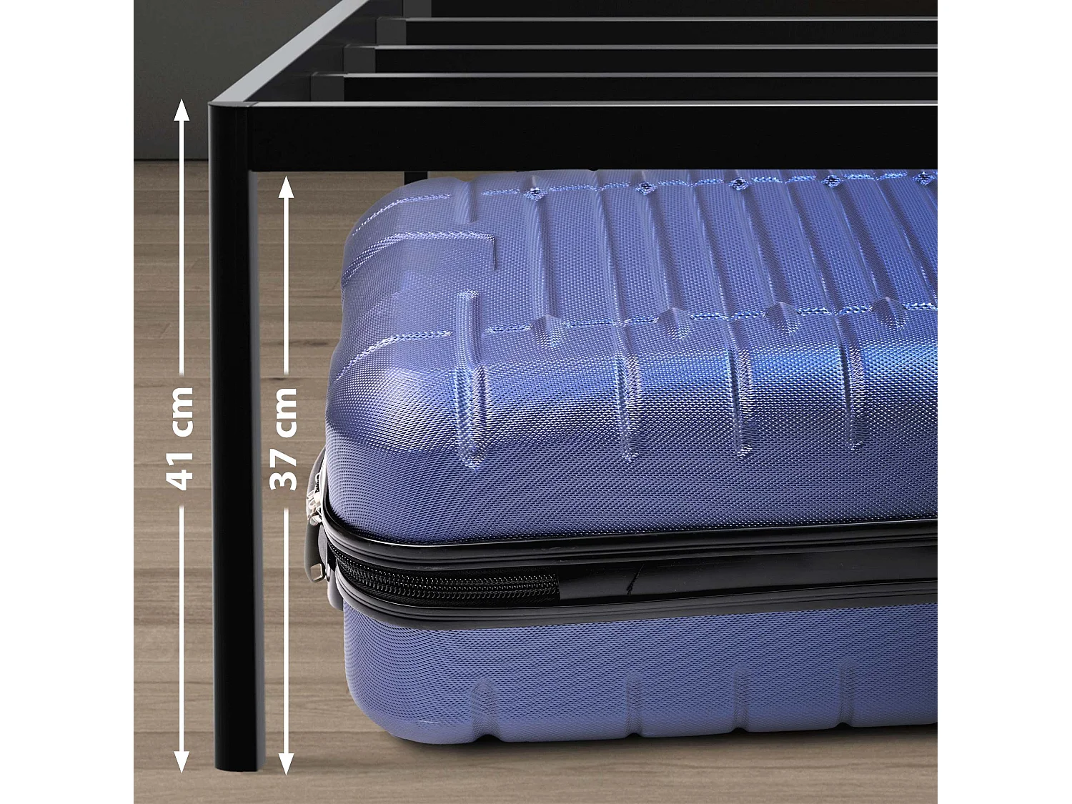 Lit en métal - Métal - 200x140x41 cm - Noir - Hamlin