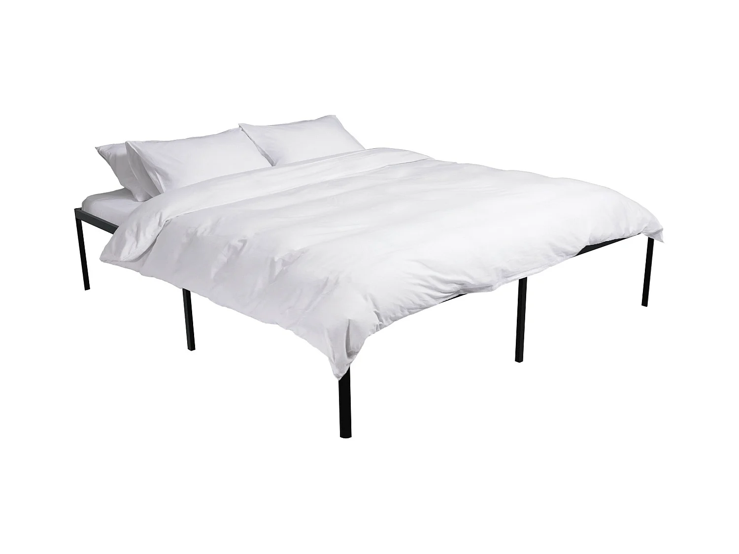 Lit en métal - Métal - 200x180x41 cm - Noir - Hamlin