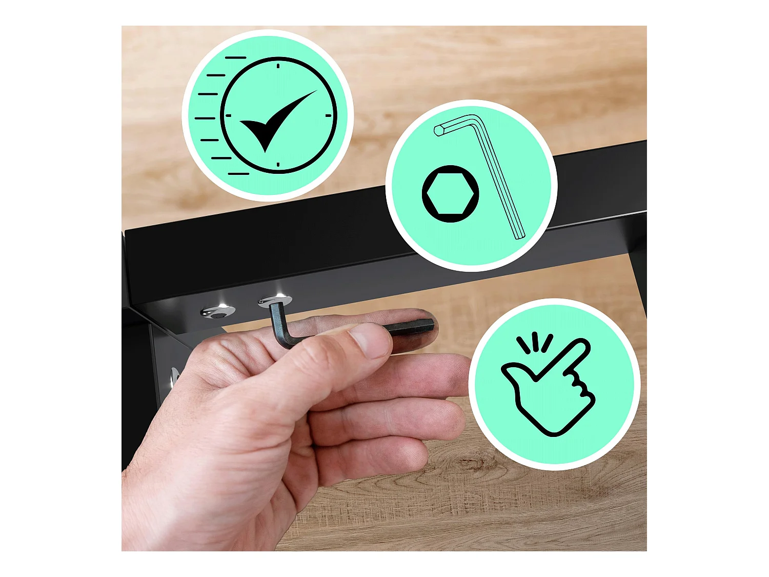 Lit en métal - Métal - 200x180x41 cm - Noir - Hamlin