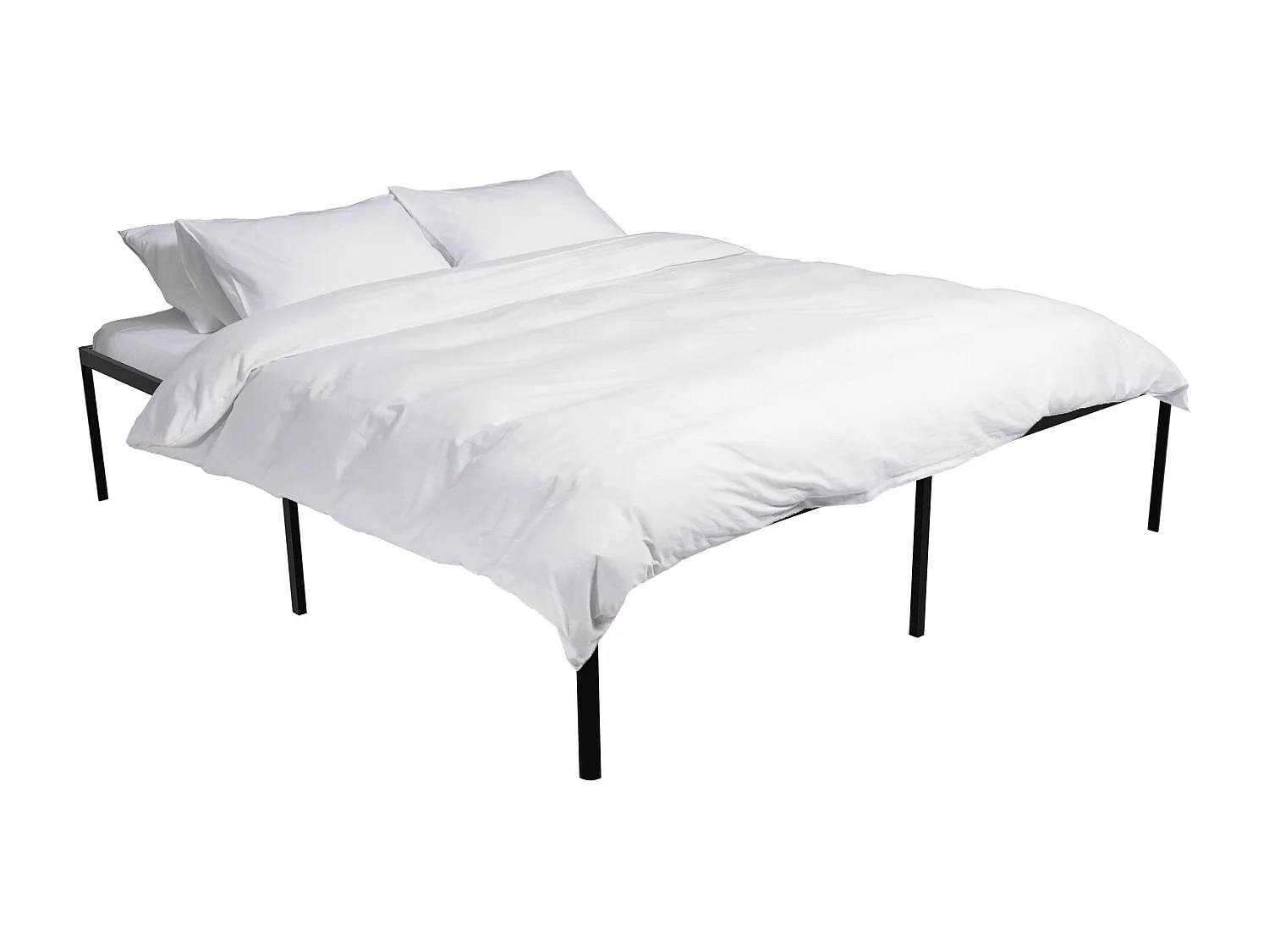 Lit en métal - Métal - 200x180x41 cm - Noir - Hamlin