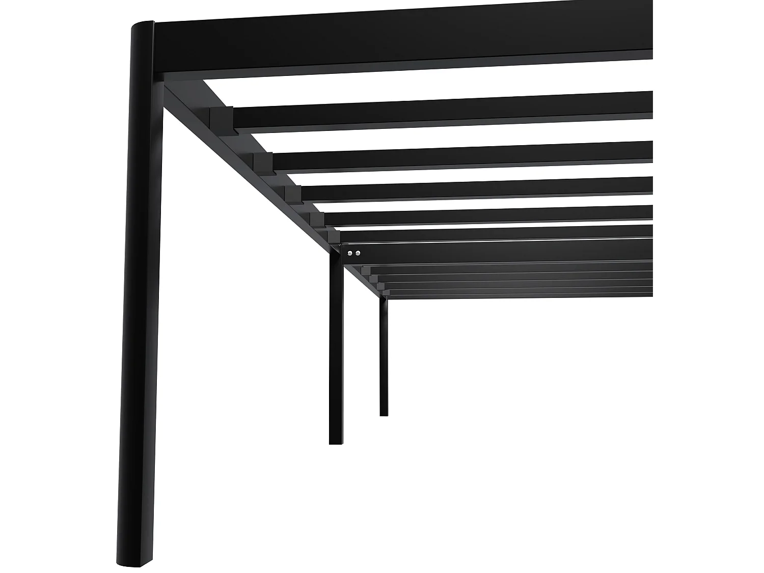 Lit en métal - Métal - 200x180x41 cm - Noir - Hamlin