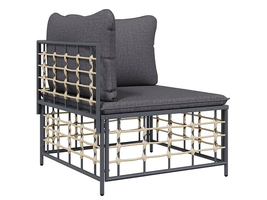 5-delige Loungeset met kussens poly rattan antracietkleurig