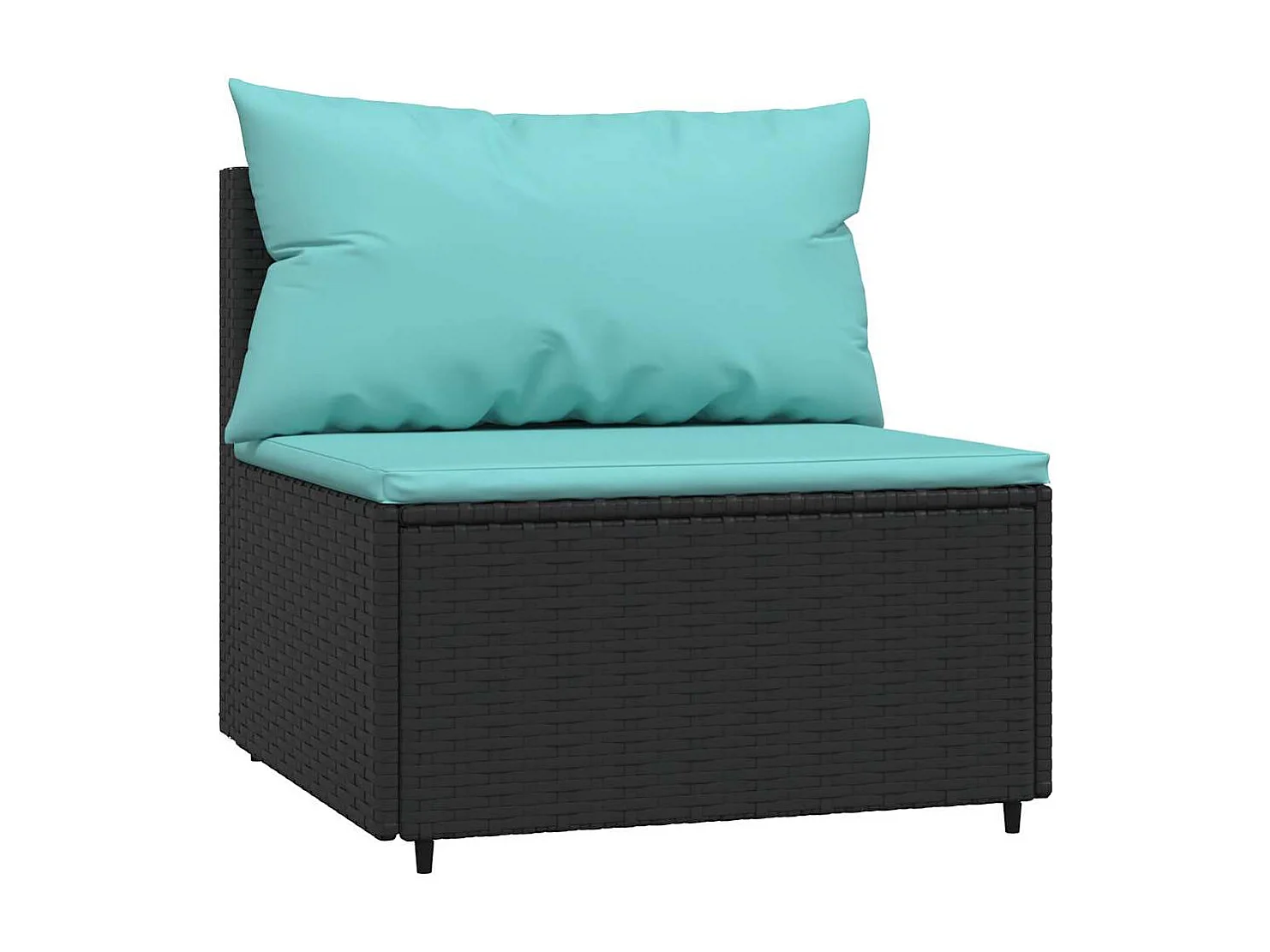 Salon de jardin 3 pcs avec coussins Noir Résine tressée