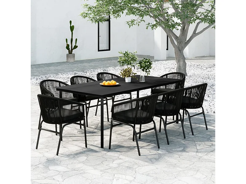 Ensemble à manger de jardin 9 pcs Noir