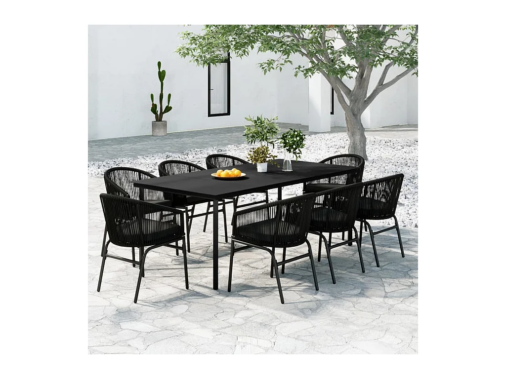 Ensemble à manger de jardin 9 pcs Noir