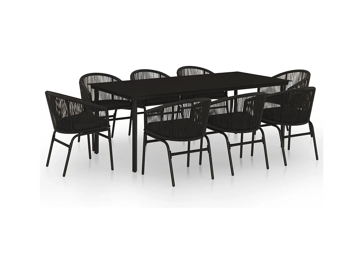 Ensemble à manger de jardin 9 pcs Noir