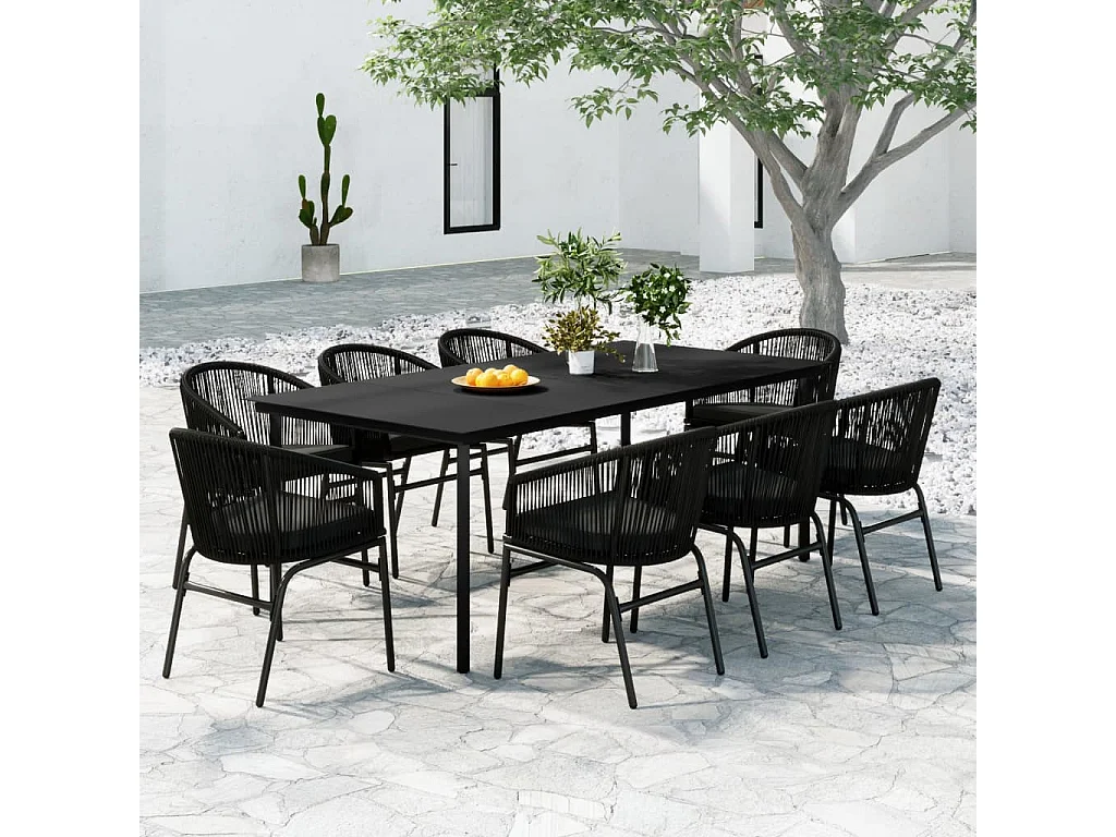 Ensemble à manger de jardin 9 pcs Noir