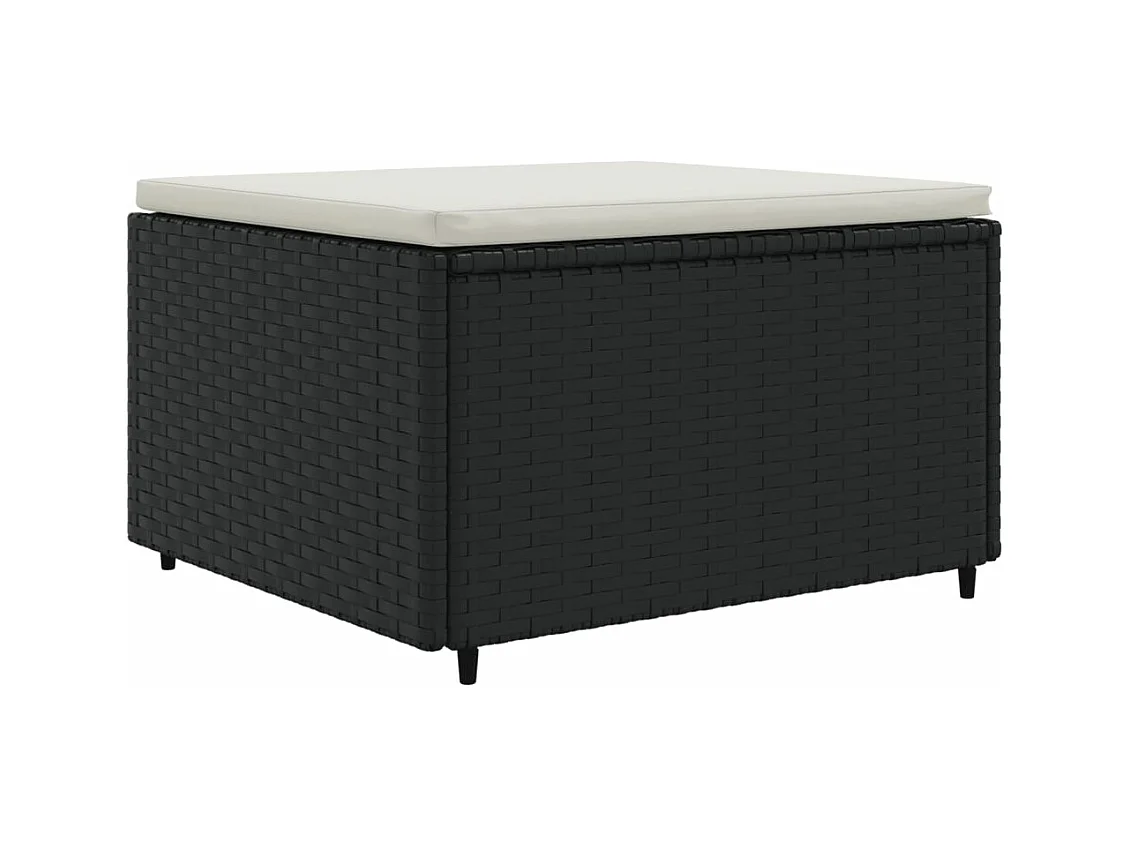 4-tlg. Garten-Lounge-Set mit Kissen Schwarz Poly Rattan