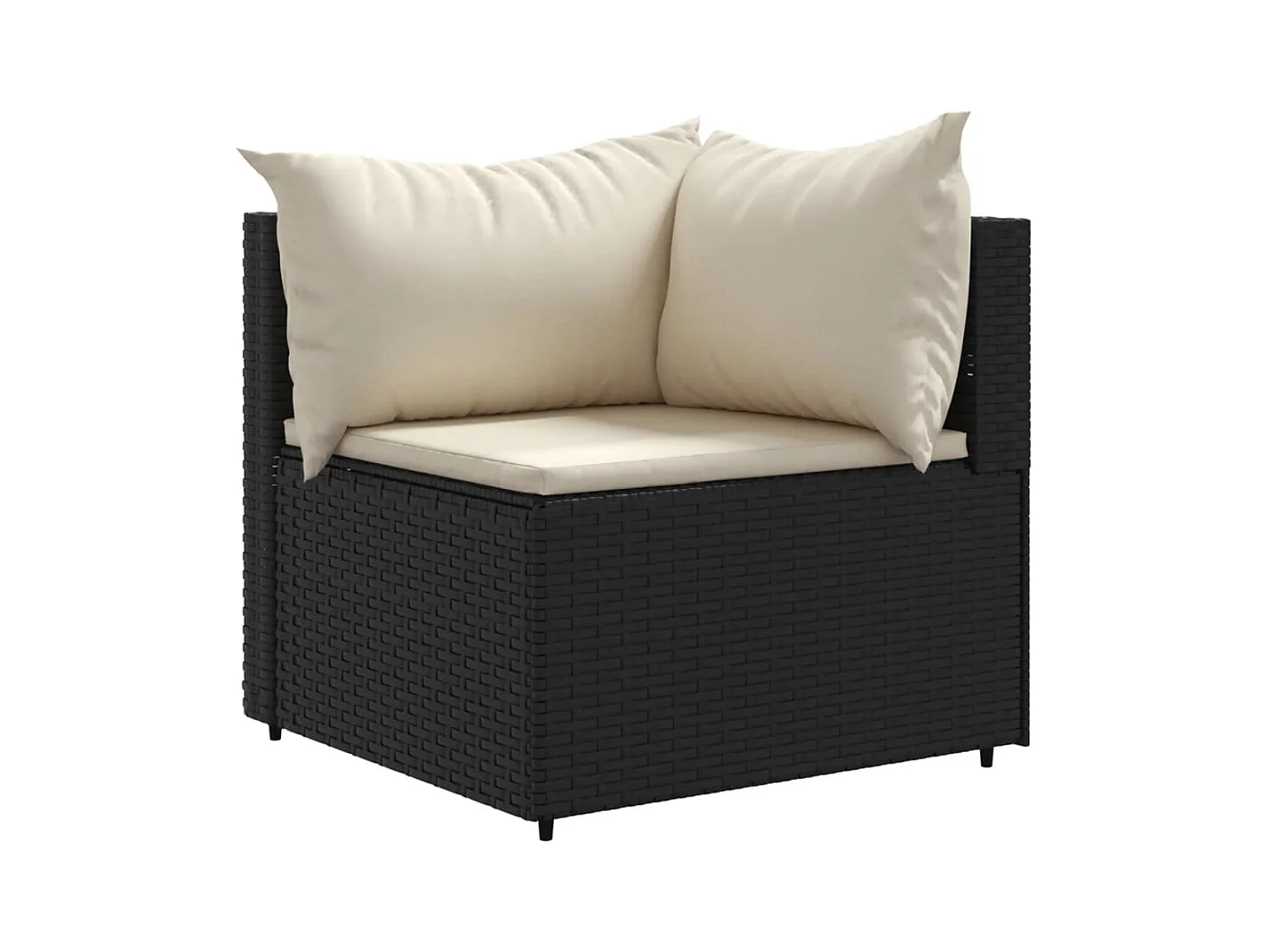 4-tlg. Garten-Lounge-Set mit Kissen Schwarz Poly Rattan